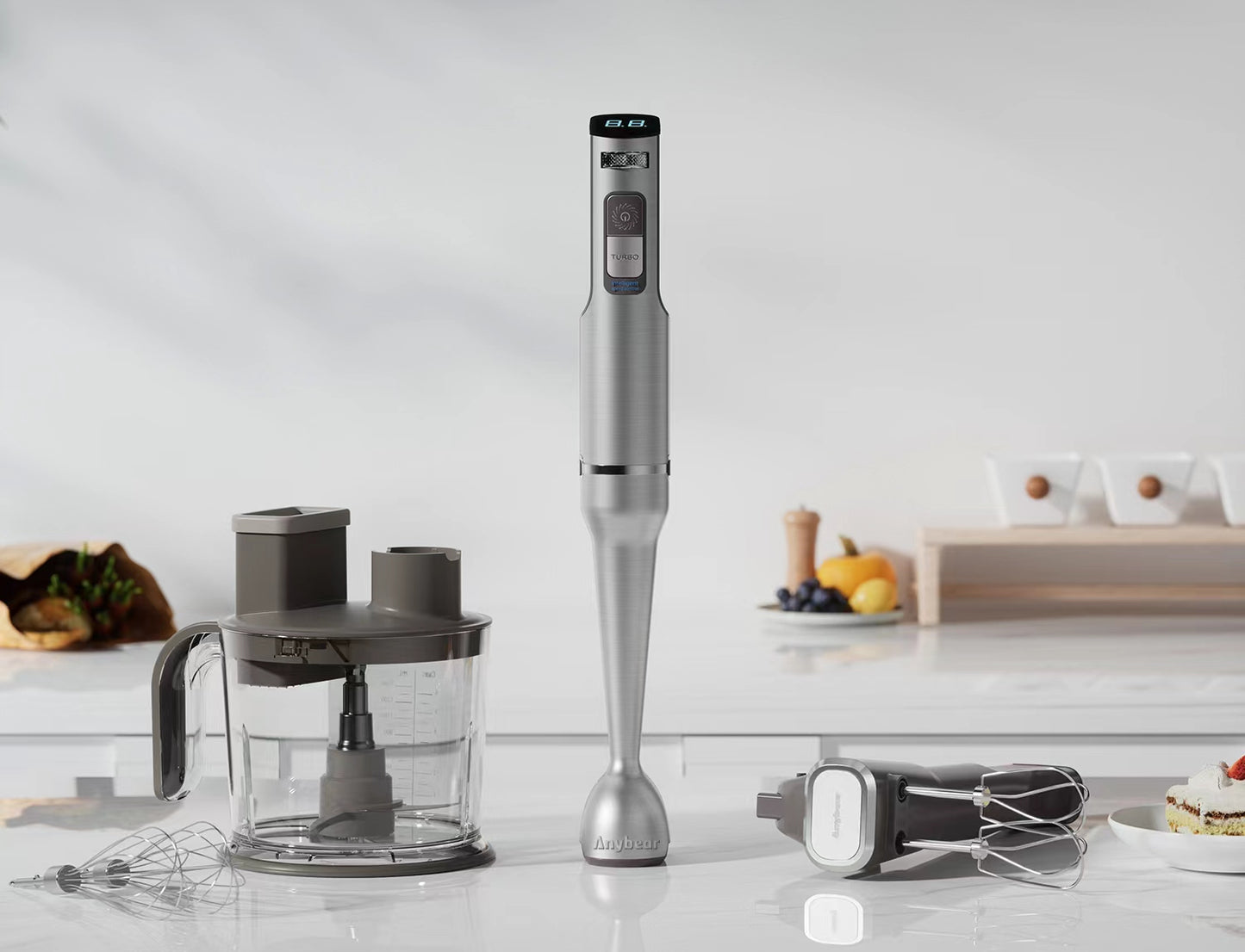 Anybear Immersion Blender, Stainless Steel, 18 inches(family portrait)