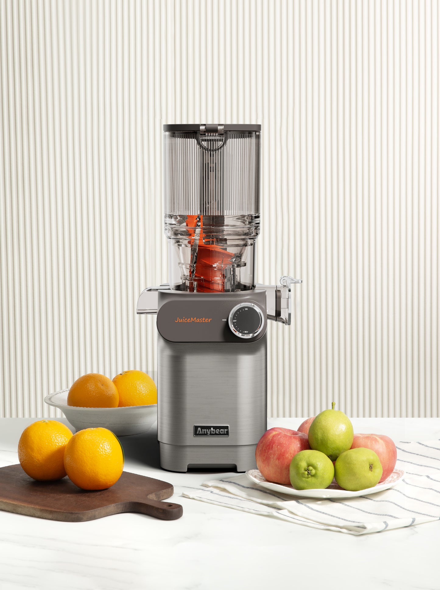 Cold Press Juicer, Amumu Slow Masticating Machines with 4.3" Extra Large Feed Chute Fit Whole Fruits & Vegetables Easy Clean Self Feeding Effortless for Batch Juicing, High Juice Yield, BPA Free 250W（ silver）