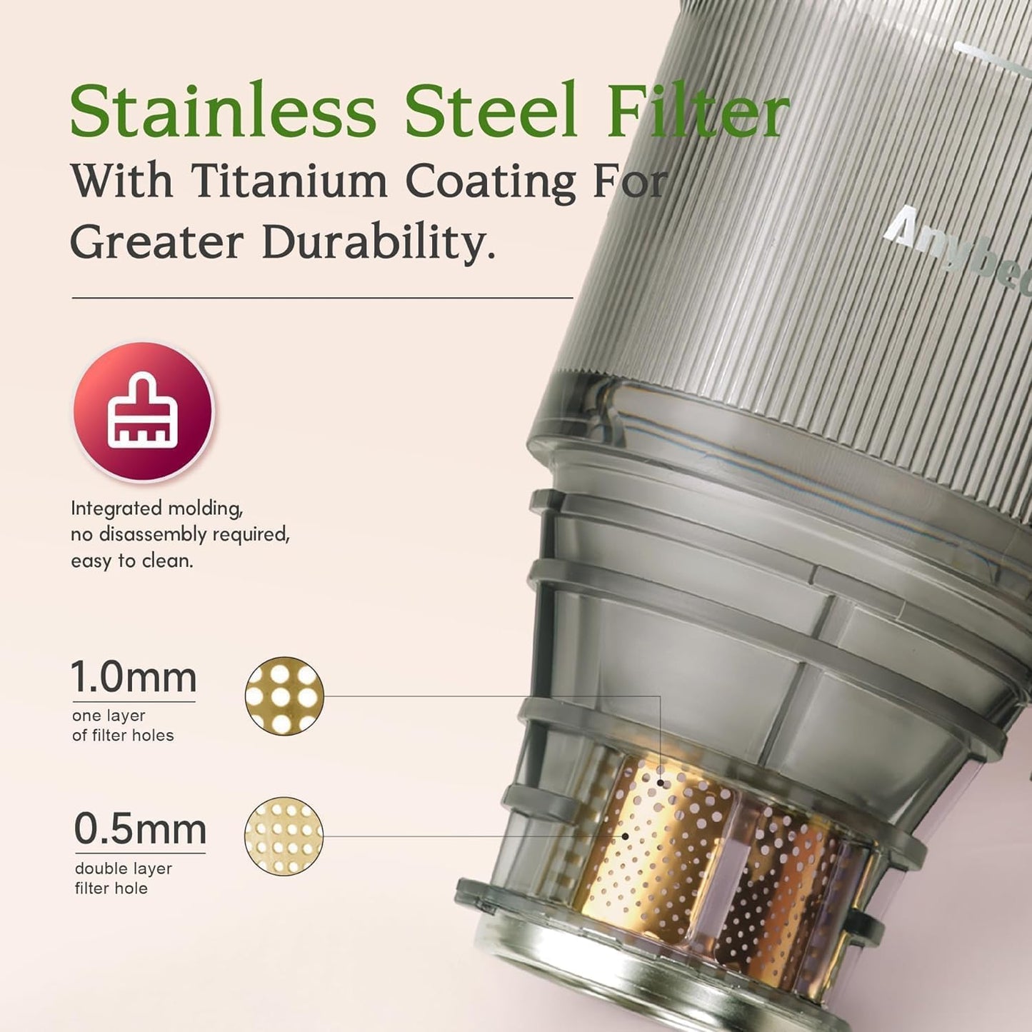 Anybear Cold Press Juicer, 200W Masticating Slow Juicer 4.3" Large Feed Chute Fit Whole Fruits Vegetables | Upgraded Auger | Tritan Materials | BPA Free | Juice Recipes (Argent)